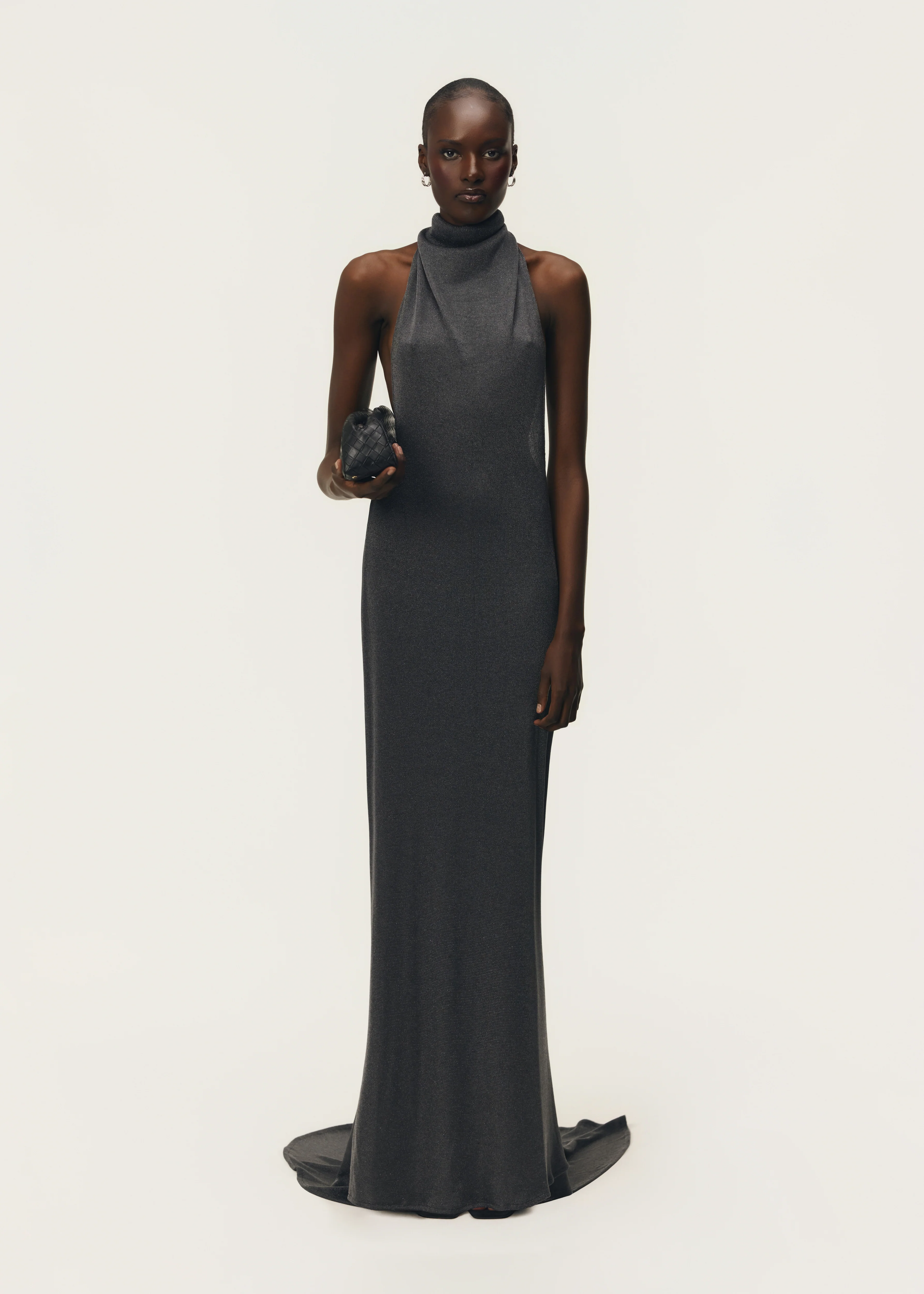 ROMY DRESS W/ TRAIN CHROME METALLIC
